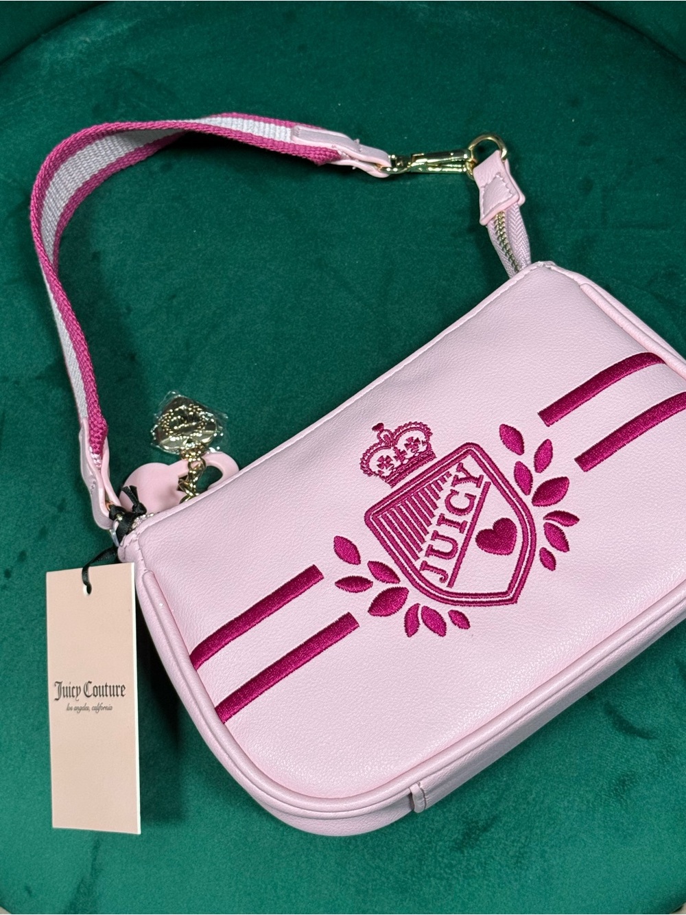 Juicy Couture Light Pink Shoulder Bag with Dark Pink Crest